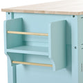 Kitchen Island Cart with 4 Door Cabinet and Two green-mdf