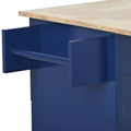Rolling Mobile Kitchen Island with Drop Leaf Solid blue-mdf
