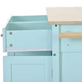 Kitchen Island Cart With 4 Door Cabinet And Two Drawers And 2 Locking Wheels Solid Wood Top, Adjustable Shelves, Spice & Towel Rack Mint Green Green Mdf