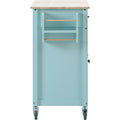 Kitchen Island Cart with 4 Door Cabinet and Two green-mdf