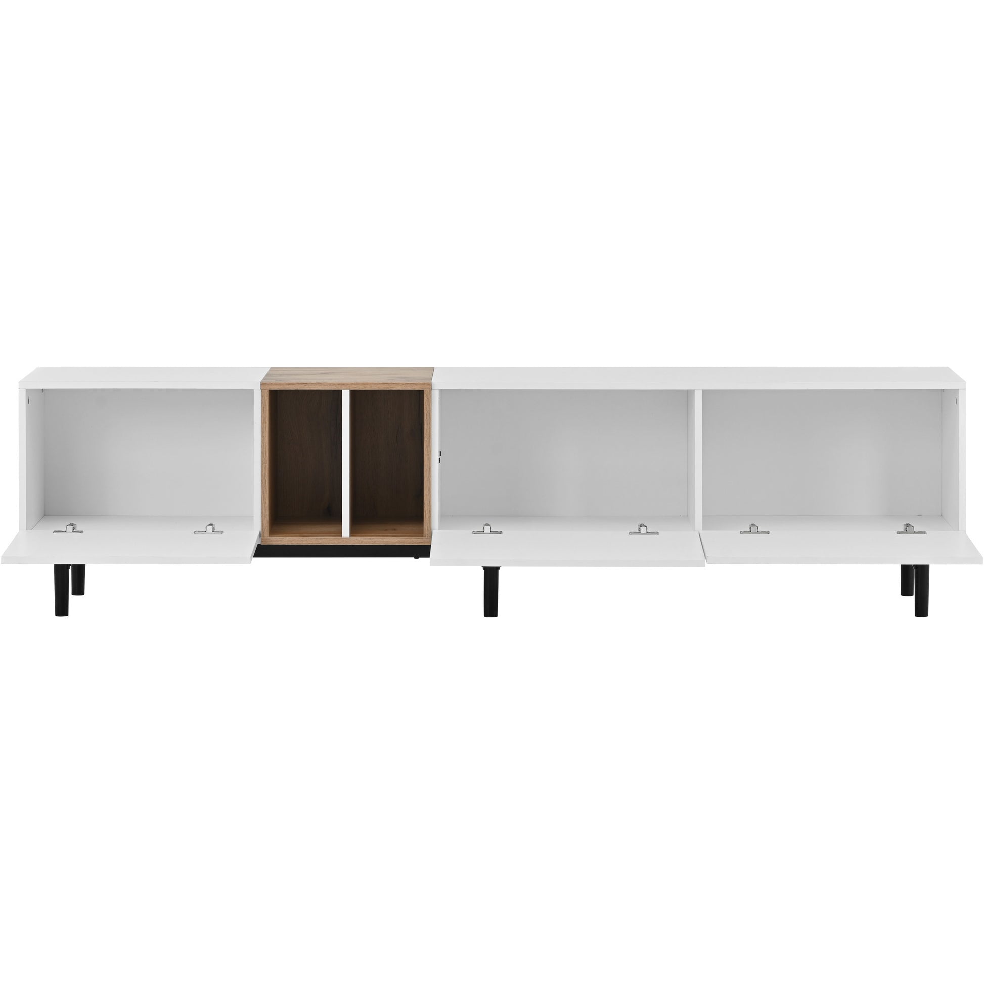 Modern Tv Stand For 80'' Tv With 3 Doors, Media Console Table, Entertainment Center With Large Storage Cabinet For Living Room, Bedroom White Mdf