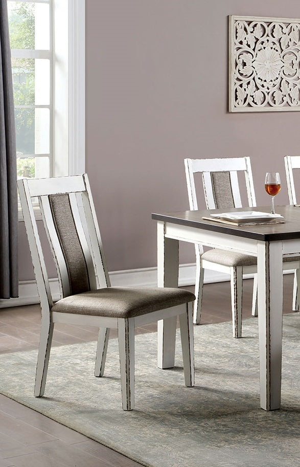 Classic Weathered White Warm Gray Set of 2 Side Chairs warm grey-dining