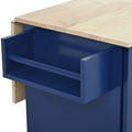 Rolling Mobile Kitchen Island with Drop Leaf Solid blue-mdf