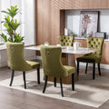 Nikki Collection Modern, High End Tufted Solid Wood Contemporary Velvet Upholstered Dining Chair With Wood Legs Trim 2 Pcs Set,Olive Green,Sw2001Ol Olive Green Foam Velvet