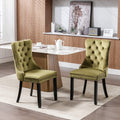 Nikki Collection Modern, High End Tufted Solid Wood Contemporary Velvet Upholstered Dining Chair With Wood Legs Trim 2 Pcs Set,Olive Green,Sw2001Ol Olive Green Foam Velvet