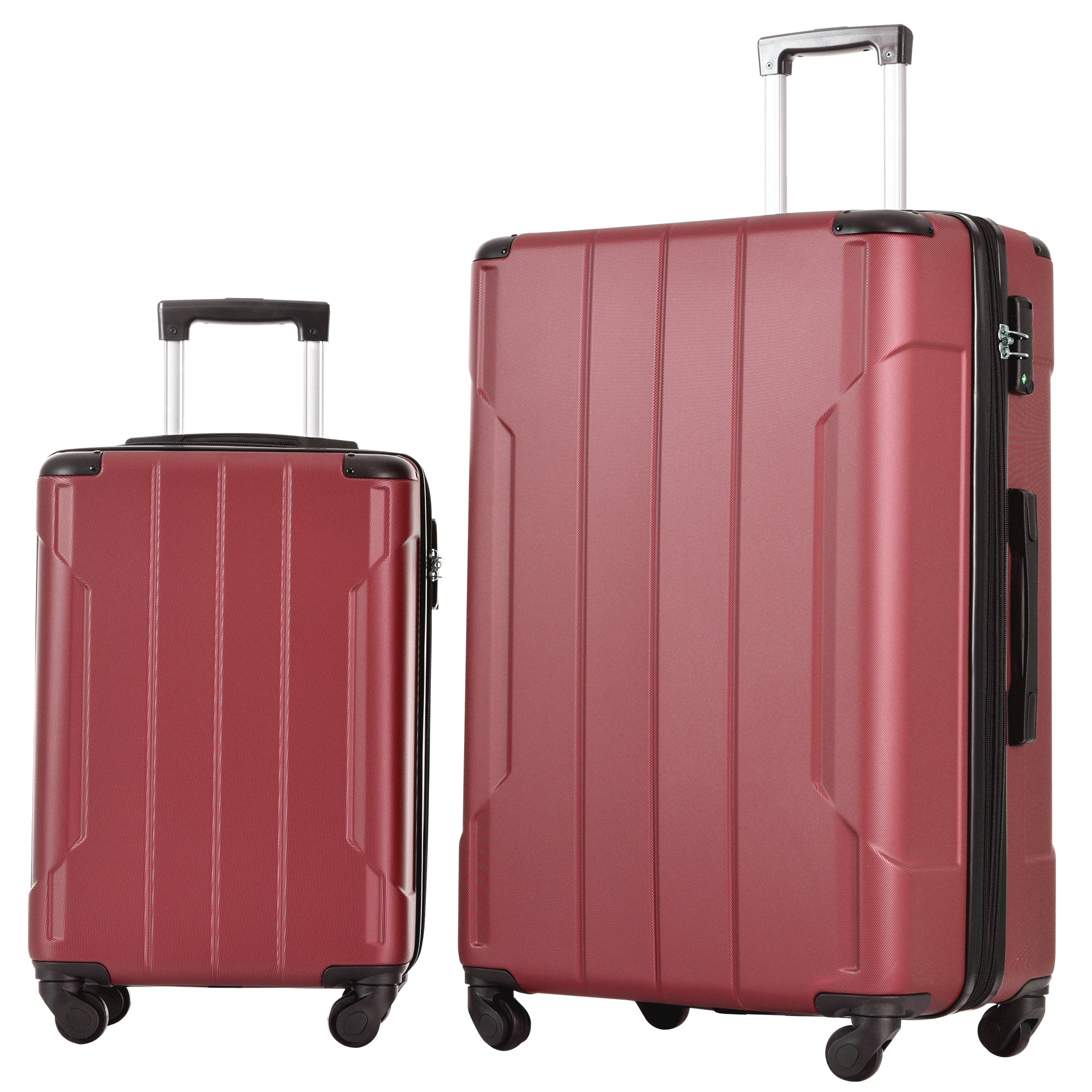 Hardside Luggage Sets 2 Piece Suitcase Set Expandable red-abs