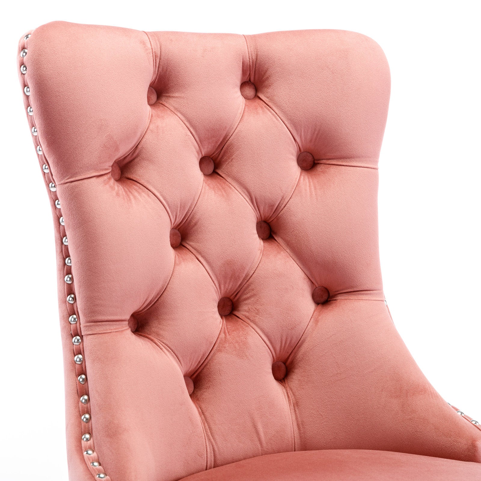 Nikki Collection Modern, High End Tufted Solid Wood Contemporary Velvet Upholstered Dining Chair With Wood Legs Trim 2 Pcs Set,Pink, Sw2001Pk Pink Foam Velvet