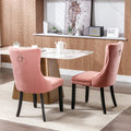 Nikki Collection Modern, High End Tufted Solid Wood Contemporary Velvet Upholstered Dining Chair With Wood Legs Trim 2 Pcs Set,Pink, Sw2001Pk Pink Foam Velvet