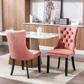 Nikki Collection Modern, High End Tufted Solid Wood Contemporary Velvet Upholstered Dining Chair With Wood Legs Trim 2 Pcs Set,Pink, Sw2001Pk Pink Foam Velvet