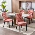 Nikki Collection Modern, High End Tufted Solid Wood Contemporary Velvet Upholstered Dining Chair With Wood Legs Trim 2 Pcs Set,Pink, Sw2001Pk Pink Foam Velvet