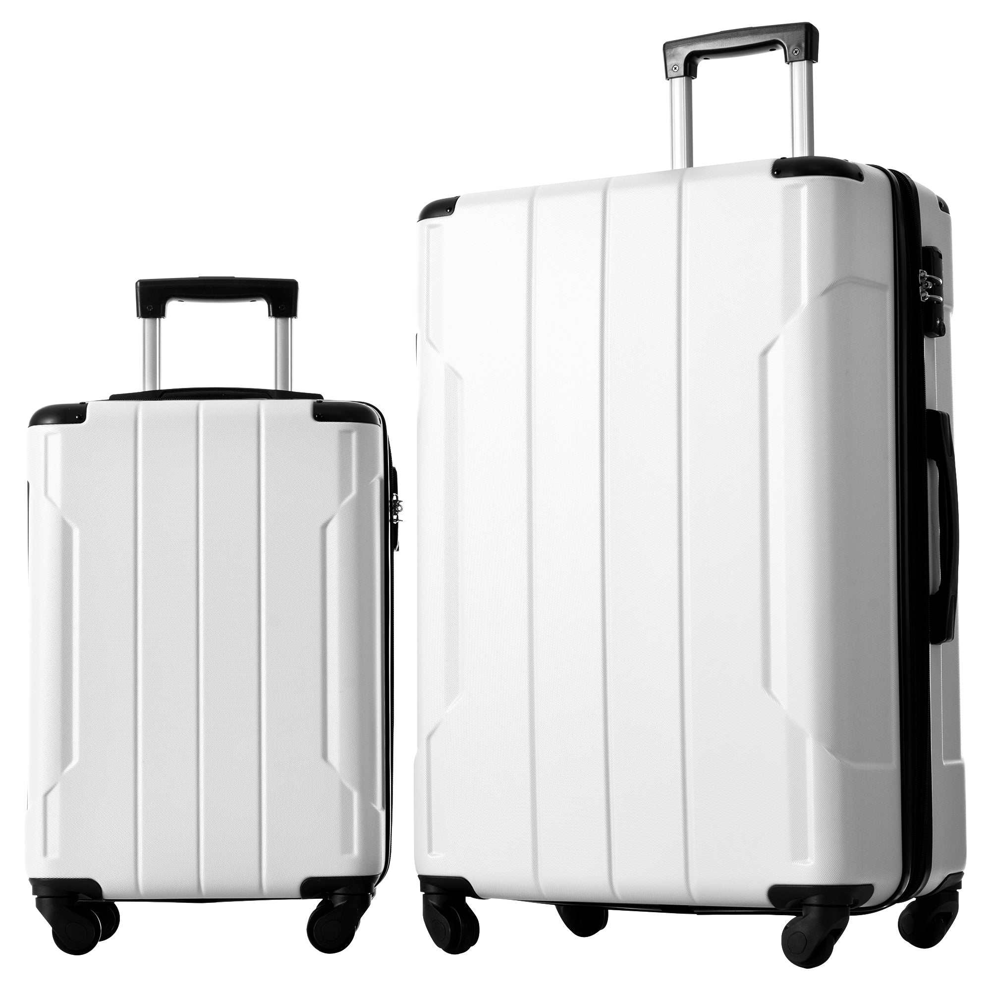 Hardside Luggage Sets 2 Piece Suitcase Set Expandable white-abs