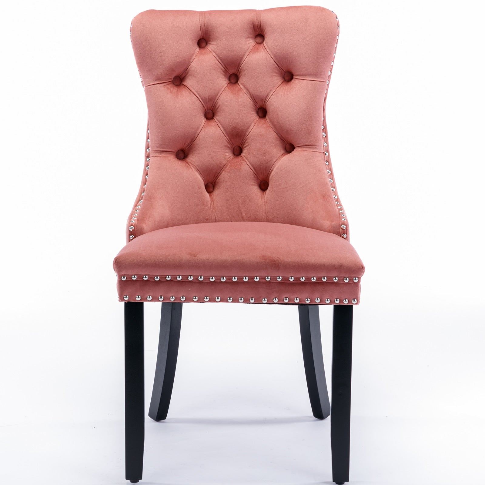 Nikki Collection Modern, High End Tufted Solid Wood Contemporary Velvet Upholstered Dining Chair With Wood Legs Trim 2 Pcs Set,Pink, Sw2001Pk Pink Foam Velvet