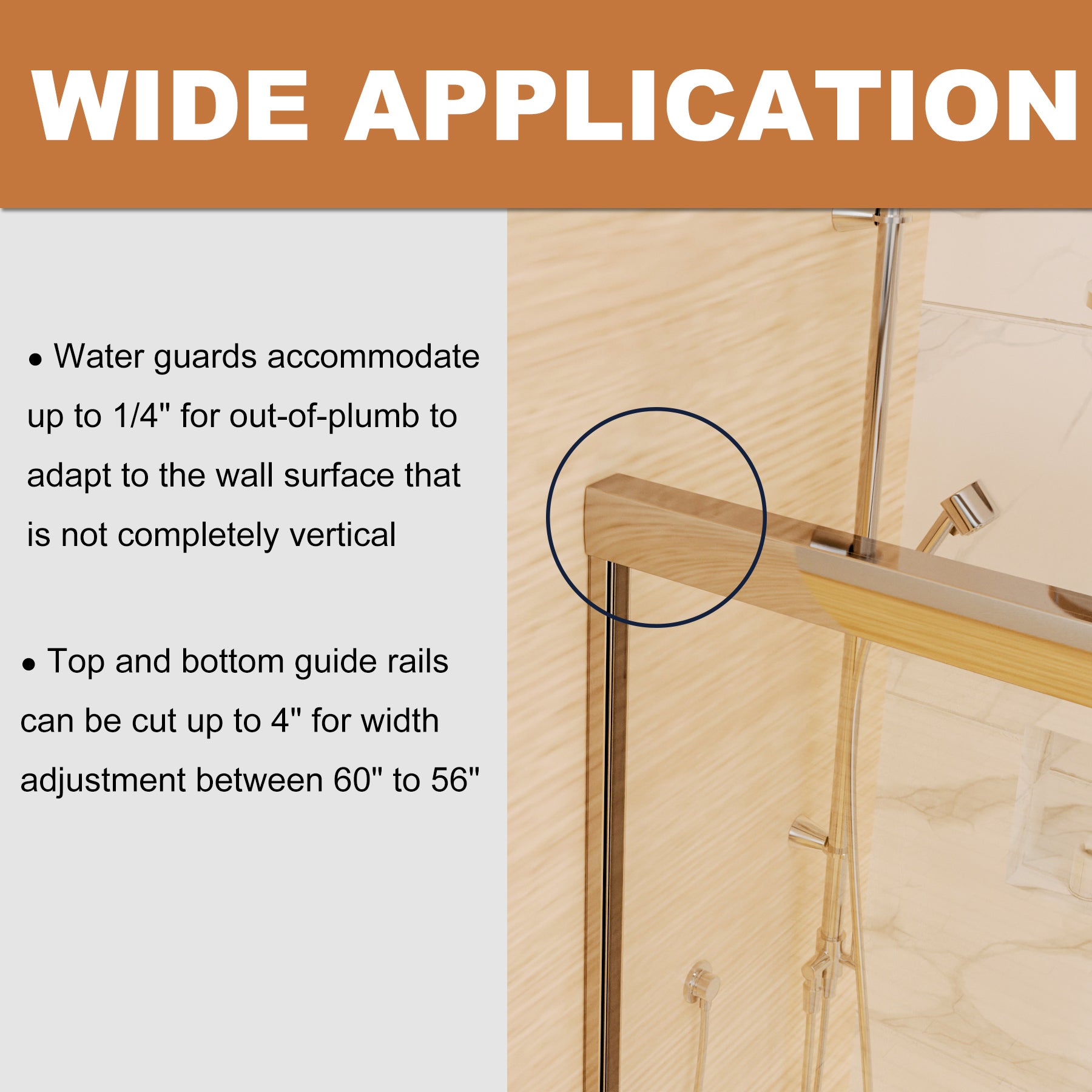 60 in. x 70 in. Traditional Sliding Shower Door in chrome-glass