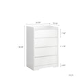 4 Drawer Dresser, Chest Of Drawers Without Handle, White Dresser For Bedroom 100% Waterproof, Modern Wooden Cabinet With Sturdy Frame For Living Room, Entryway, Bedroom, Hallway, Office White Mdf