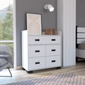 Alyn Dresser, Four Legs, Four Drawers, One Double Drawer, Superior Top White White Bedroom Modern Particle Board Particle Board