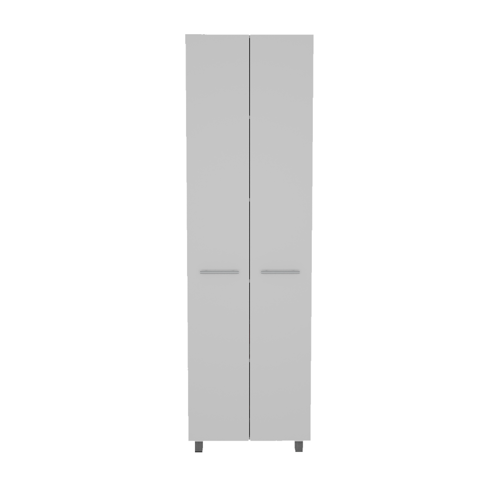 Baleare Pantry Cabinet, Five Interior Shelves, Four Legs White Freestanding White Kitchen Modern Particle Board Particle Board