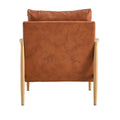 Pu Leather Accent Arm Chair Mid Century Modern Upholstered Armchair With Imitation Solid Wood Color Metal Frame Extra Thick Padded Backrest And Seat Cushion Sofa Chairs For Living Room Sf 010 Brown Foam Pu
