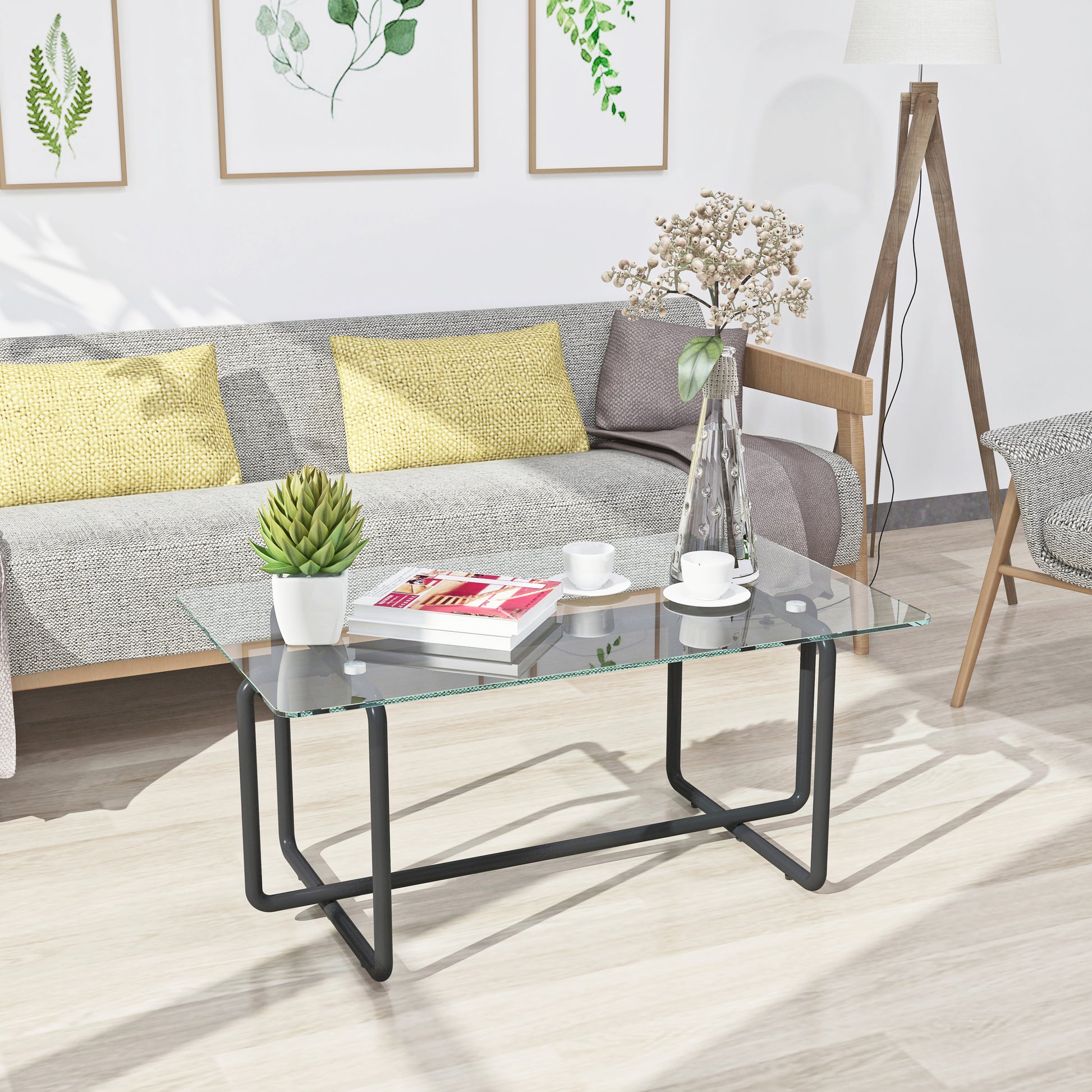 Modern Tempered Glass Tea Table Coffee Table, Table For Living Room,Transparent Transparent Tempered Glass