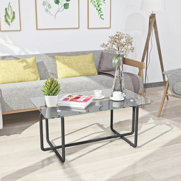 Modern Tempered Glass Tea Table Coffee Table, Table For Living Room,Transparent Transparent Tempered Glass
