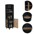 Kaia Corner Bar Cabinet, Two Shelves, Ten Built In Wine Rack, Single Door Cabinet, Two Interior Shelves, Black Pine Multicolor Particle Board Particle Board