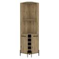 Hans Corner Bar Cabinet, Two Shelves, Five Built In Wine Rack Macadamia Beige Particle Board Particle Board