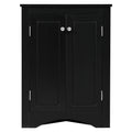 Black Triangle Bathroom Storage Cabinet With Adjustable Shelves, Freestanding Floor Cabinet For Home Kitchen Black Mdf