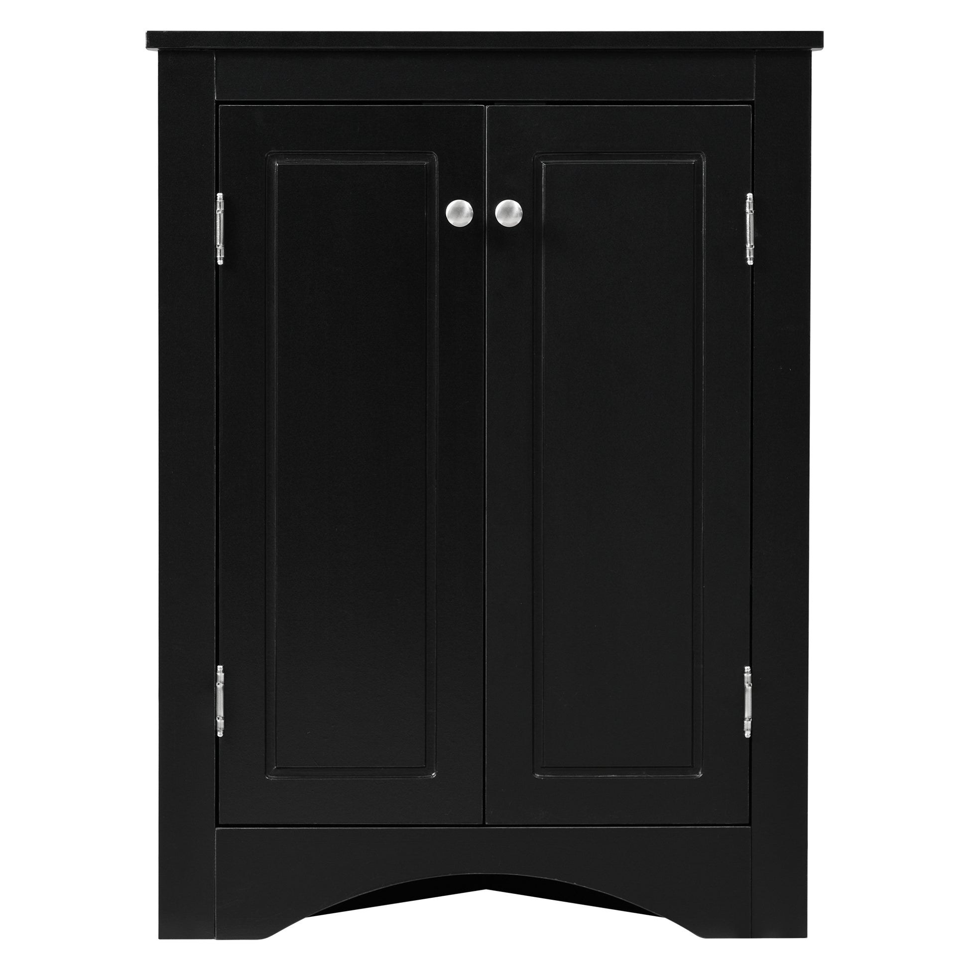 Black Triangle Bathroom Storage Cabinet With Adjustable Shelves, Freestanding Floor Cabinet For Home Kitchen Black Mdf