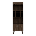 Oslo Bar Cabinet, Twelve Built In Wine Rack, Double Door Cabinet, Two Shelves Dark Walnut Brown Particle Board Particle Board