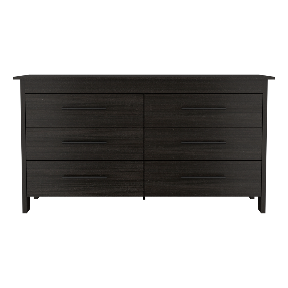 Hms 6 Drawer Double Dresser, Four Legs, Superior Top Black Black Drawe Hms 6 Drawer Double Dresser, Four Legs, Superior Top Black Black Drawe