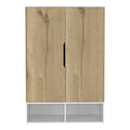 Rosie Armoire, Two Open Shelves, Double Door, Five Shelves, Hanging Rod Light Oak White Multicolor Particle Board Particle Board