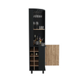 Kaia Corner Bar Cabinet, Two Shelves, Ten Built In Wine Rack, Single Door Cabinet, Two Interior Shelves, Black Pine Multicolor Particle Board Particle Board