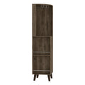 Cincinatti Corner Bar Cabinet, Cup Rack, Two External Shelves, One Drawer, Four Legs Dark Brown Brown Particle Board Particle Board