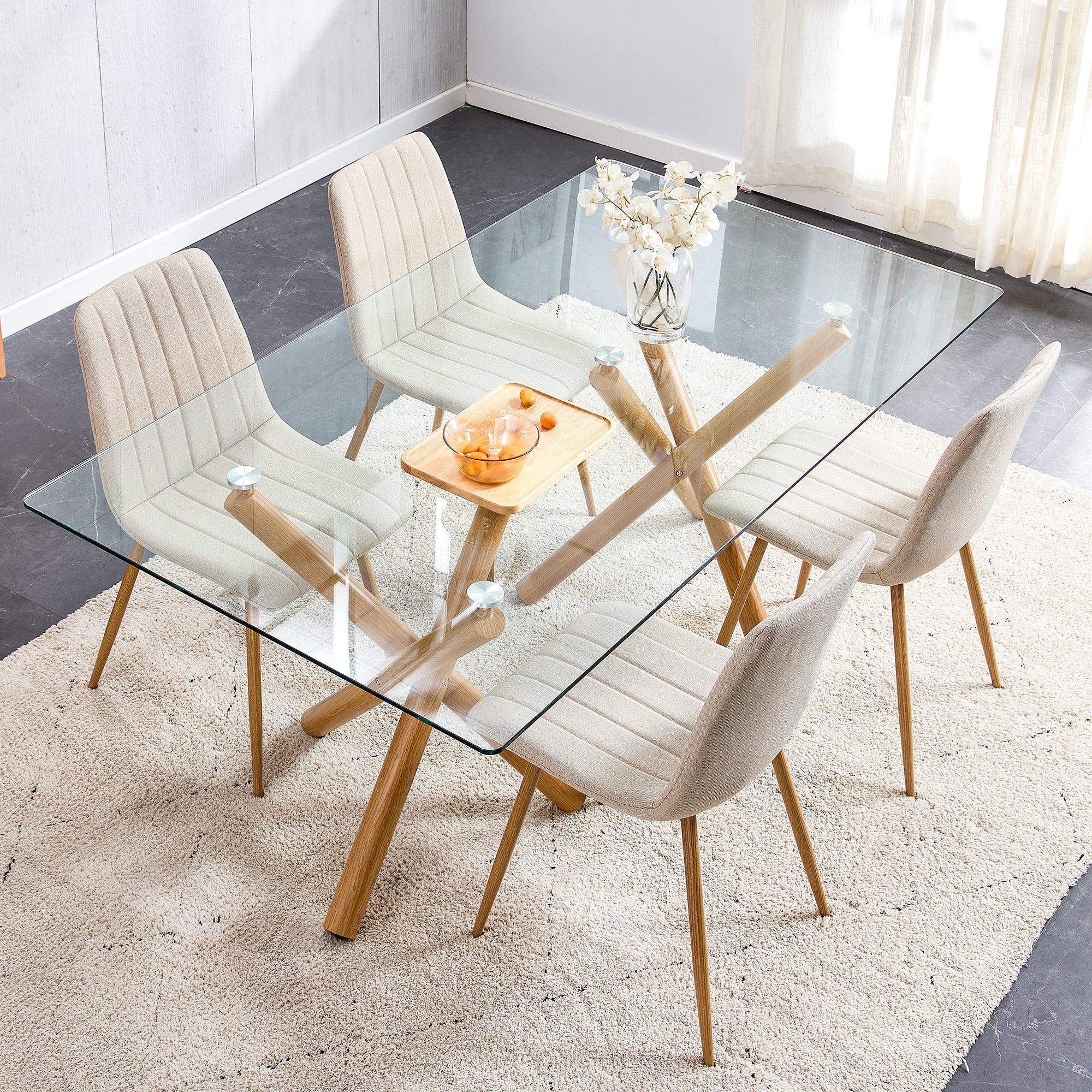 Large Modern Minimalist Rectangular Glass Dining Table For 6 8 With 0.