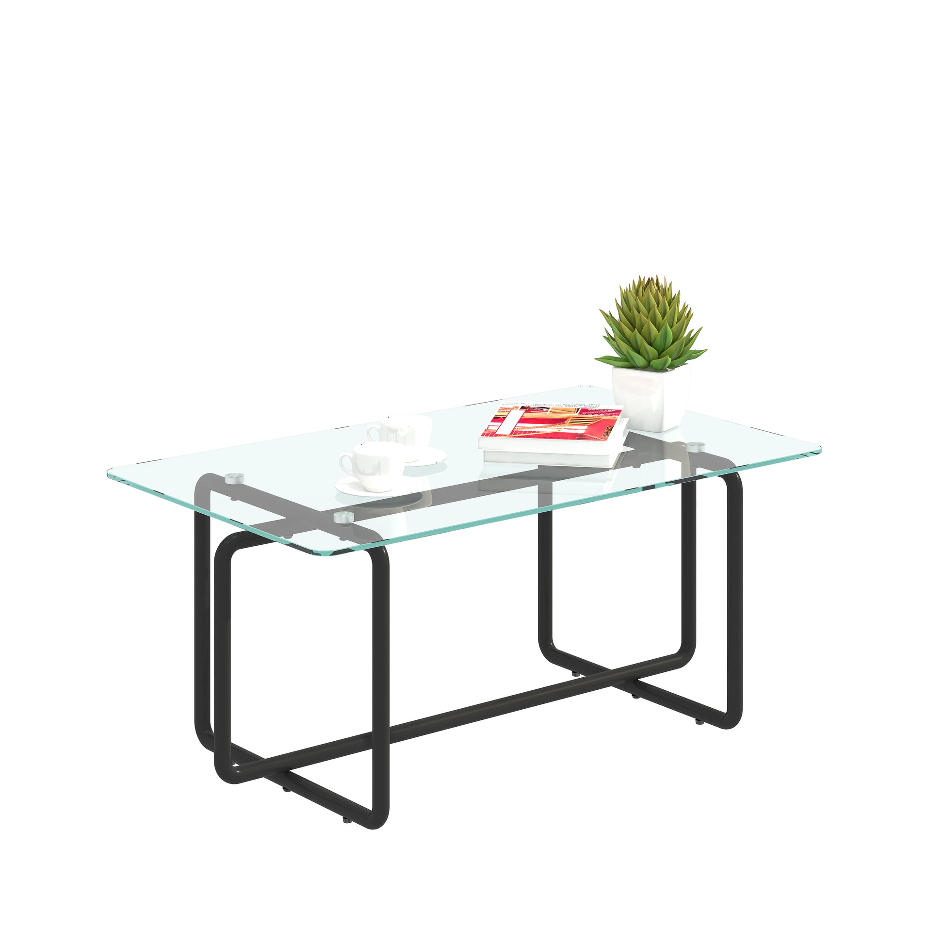 Modern Tempered Glass Tea Table Coffee Table, Table For Living Room,Transparent Transparent Tempered Glass