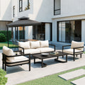 Multi Person Outdoor Steel Sofa Set, Waterproof, Anti Rust And Anti Uv, Suitable For Gardens And Lawns Beige Steel