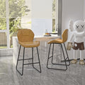Set Of 2, Leather Bar Chair With High Density Sponge, Pu Chair Counter Height Pub Kitchen Stools For Dining Room,Homes,Bars, Kitchens,Brown Brown Pu
