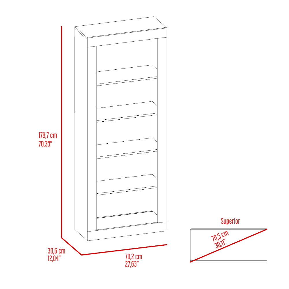 Andina Bookcase, Vertical Design, Five Shelves Black Black Primary Living Space Shelves Included Modern Particle Board Particle Board