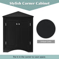 Black Triangle Bathroom Storage Cabinet With Adjustable Shelves, Freestanding Floor Cabinet For Home Kitchen Black Mdf