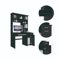 Compu 180 Hutch Desk, Multiple Shelves, Keyboard Tray, Cpu Anel, One Drawer Black Black Particle Board Particle Board