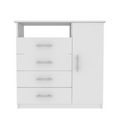 Peru 4 Drawer Dresser, Single Door Cabinet, One Open Shelf, Superior Top White White Bedroom Modern Particle Board Particle Board