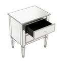 Elegant Mirrored Side Table With 2 Drawers, Modern Silver Finished For Living Room, Hallway, Entryway Old Sku:Wf302312Aan Silver Glass