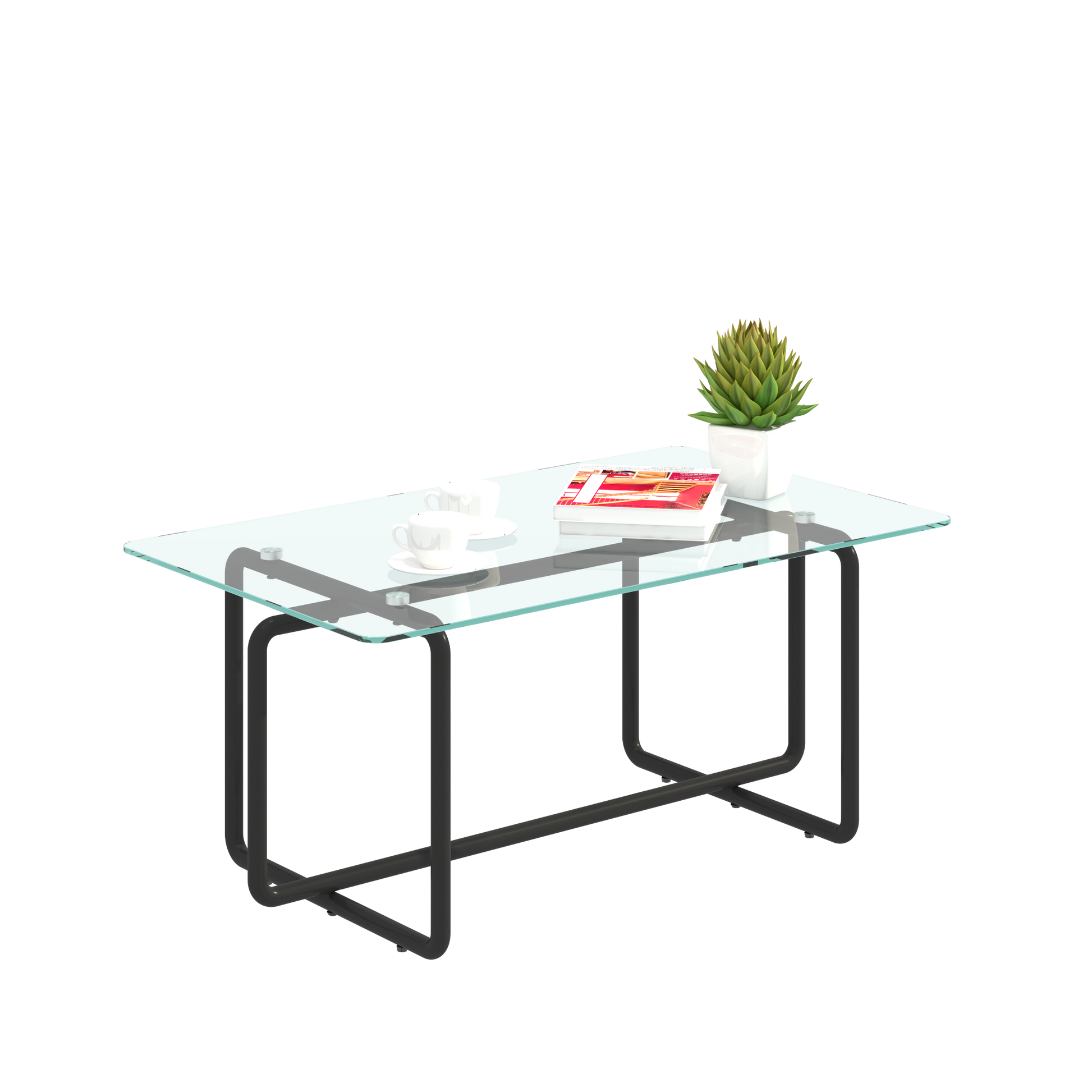 Modern Tempered Glass Tea Table Coffee Table, Table For Living Room,Transparent Transparent Tempered Glass