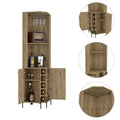 Hans Corner Bar Cabinet, Two Shelves, Five Built In Wine Rack Macadamia Oak Particle Board Particle Board