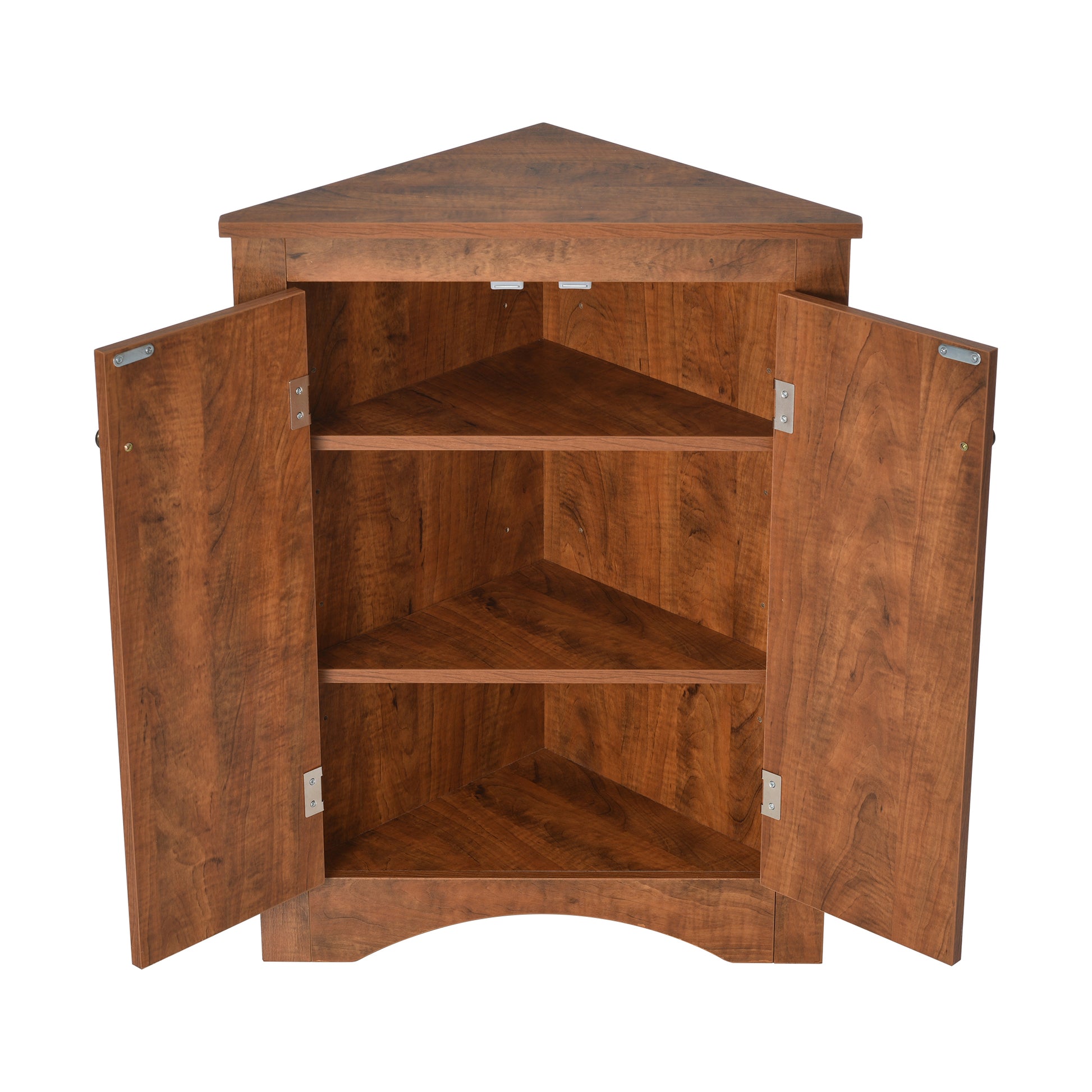 Brown Triangle Bathroom Storage Cabinet With Adjustable Shelves, Freestanding Floor Cabinet For Home Kitchen Brown Mdf