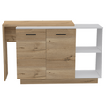 Sicilia Kitchen Island, Two External Shelves, Double Door Cabinets, Three Shelves White Light Oak White Kitchen Modern Rectangular Stationary Kitchen Islands Particle Board Particle Board Medium 40 55In