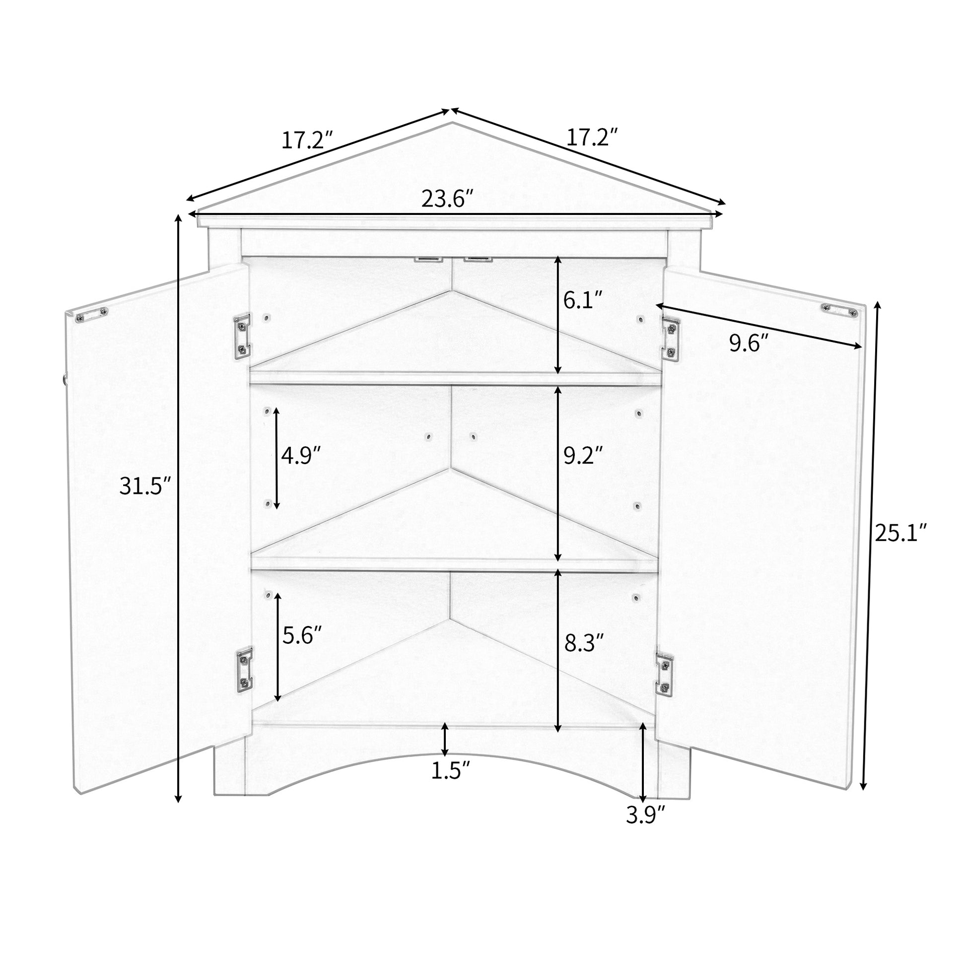 Brown Triangle Bathroom Storage Cabinet With Adjustable Shelves, Freestanding Floor Cabinet For Home Kitchen Brown Mdf