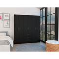 Mitu Six Doors Armoire, Seven Interior Shelves, One Drawer, Rod Black White Black Bedroom Particle Board