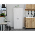 Varese Pantry Cabinet, Double Door,Five Shelves White White Kitchen Open Storage Space Particle Board Particle Board