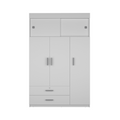 Chile Armoire, Rod, Three Door Cabinet, Two Drawers, Two Superior Adjustable Shelves, Metal Hardware White White Particle Board