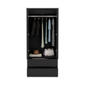 Austin 2 Drawers Armoire, Double Door, Hanging Rod Black Black Bedroom Modern Particle Board Particle Board